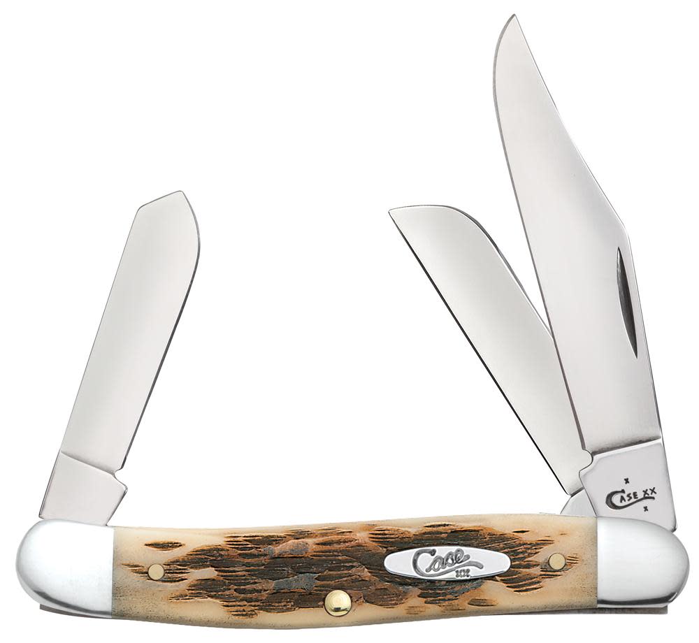Case Knives Peach Seed Jig Amber Bone Stockman Knife
