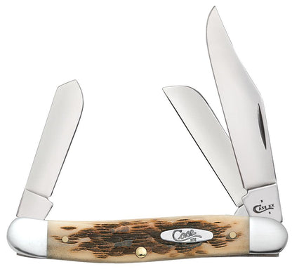 Case Knives Peach Seed Jig Amber Bone Stockman Knife