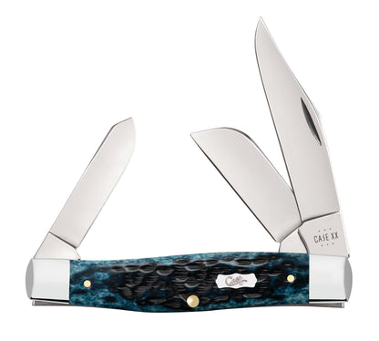 Case Knives Peach Seed Jig Pocket Worn® Mediterranean Blue Bone Large Stockman Knife