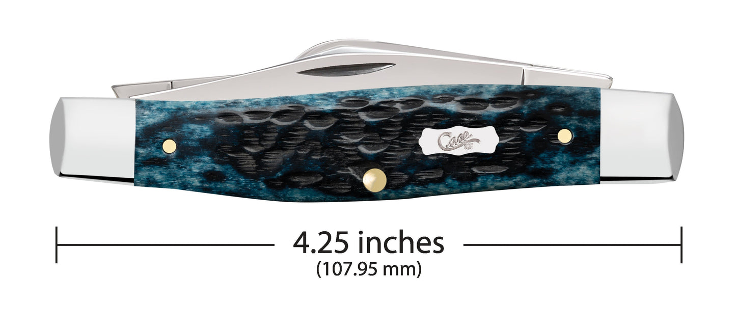 Case Knives Peach Seed Jig Pocket Worn® Mediterranean Blue Bone Large Stockman Knife