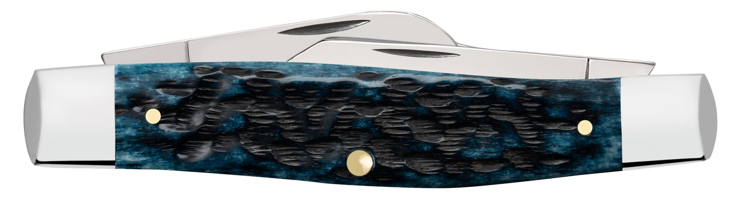 Case Knives Peach Seed Jig Pocket Worn® Mediterranean Blue Bone Large Stockman Knife