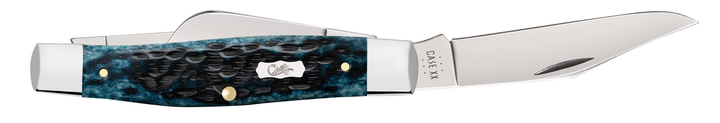 Case Knives Peach Seed Jig Pocket Worn® Mediterranean Blue Bone Large Stockman Knife