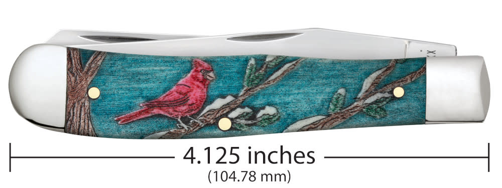 Case Knives Embellished Smooth Natural Bone with Color Wash and Black Definition Trapper Cardinal Knife