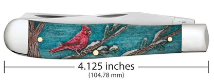 Case Knives Embellished Smooth Natural Bone with Color Wash and Black Definition Trapper Cardinal Knife