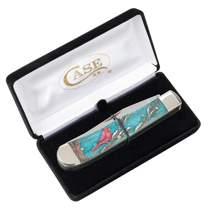 Case Knives Embellished Smooth Natural Bone with Color Wash and Black Definition Trapper Cardinal Knife