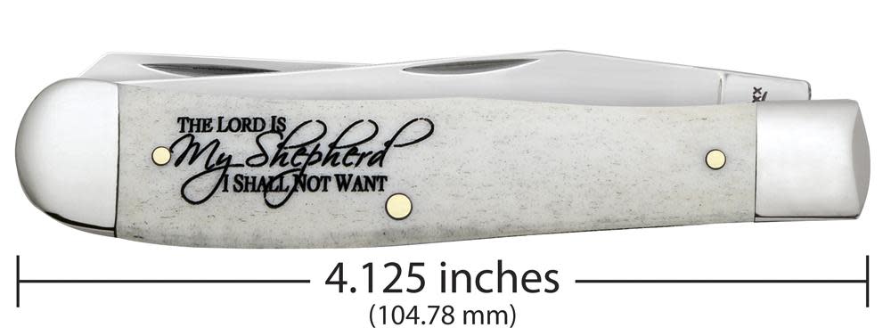 Case Knives Religious Sayings Psalm 23 Smooth Natural Bone Trapper Knife