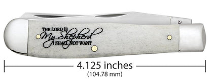 Case Knives Religious Sayings Psalm 23 Smooth Natural Bone Trapper Knife