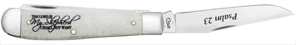 Case Knives Religious Sayings Psalm 23 Smooth Natural Bone Trapper Knife