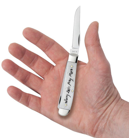 Case Knives Religious Sayings Natural Bone Mini Trapper Knife