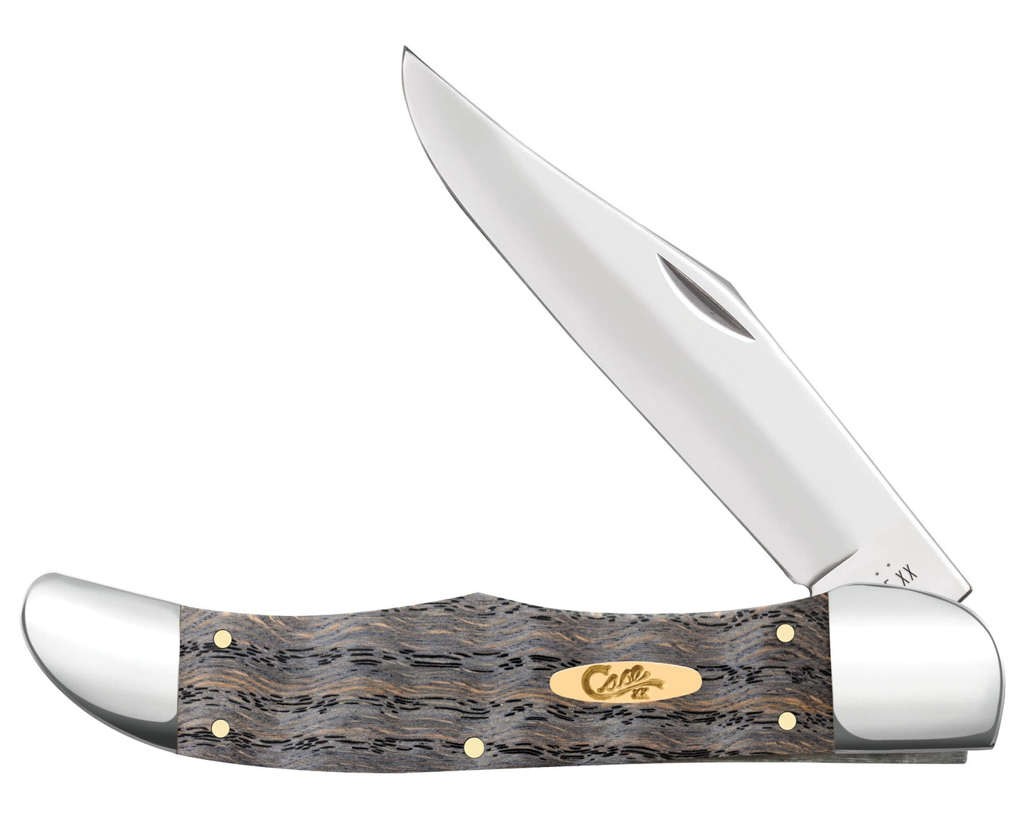 Case Knives Smooth Black Curly Oak Wood Folding Hunter