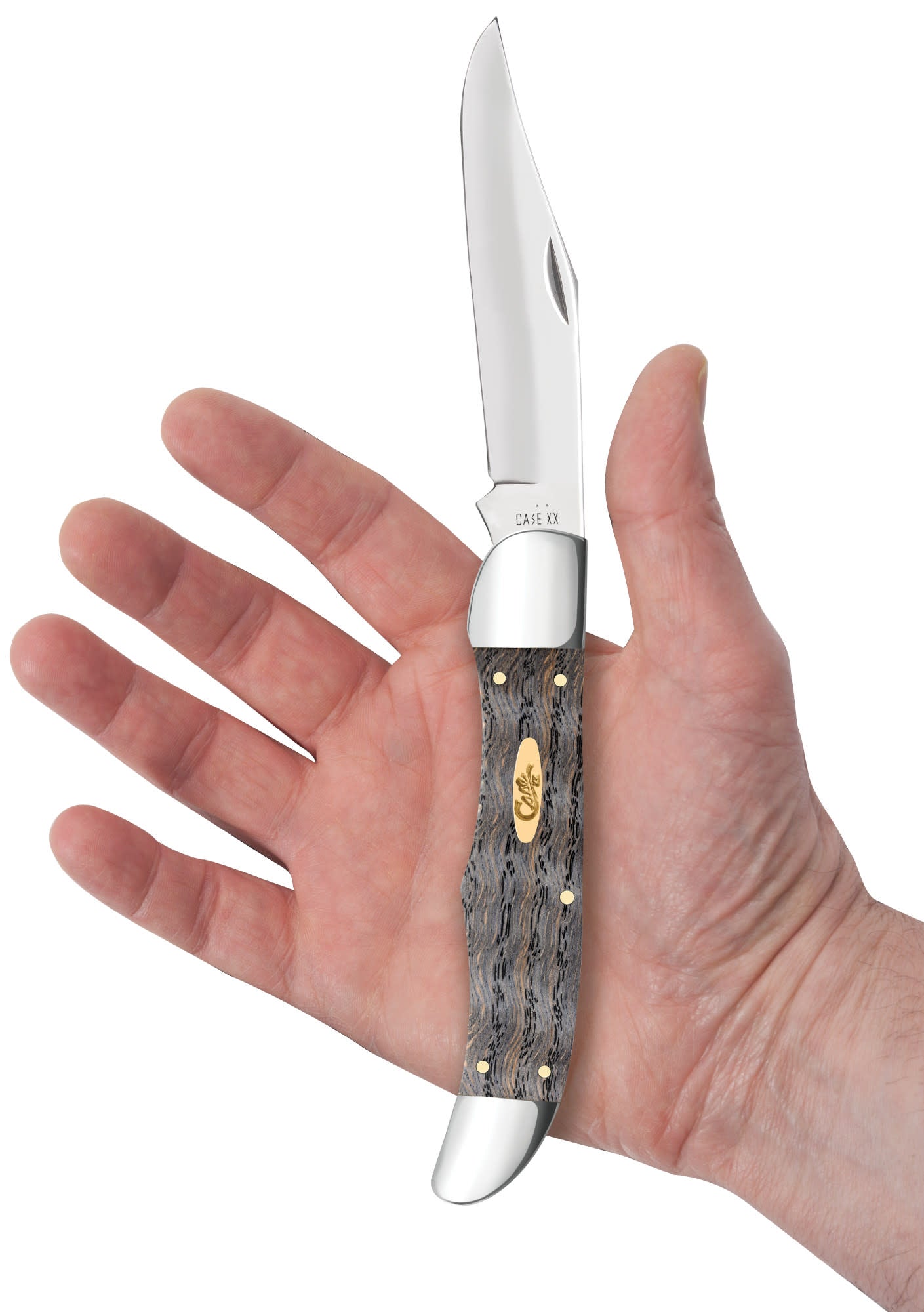 Case Knives Smooth Black Curly Oak Wood Folding Hunter