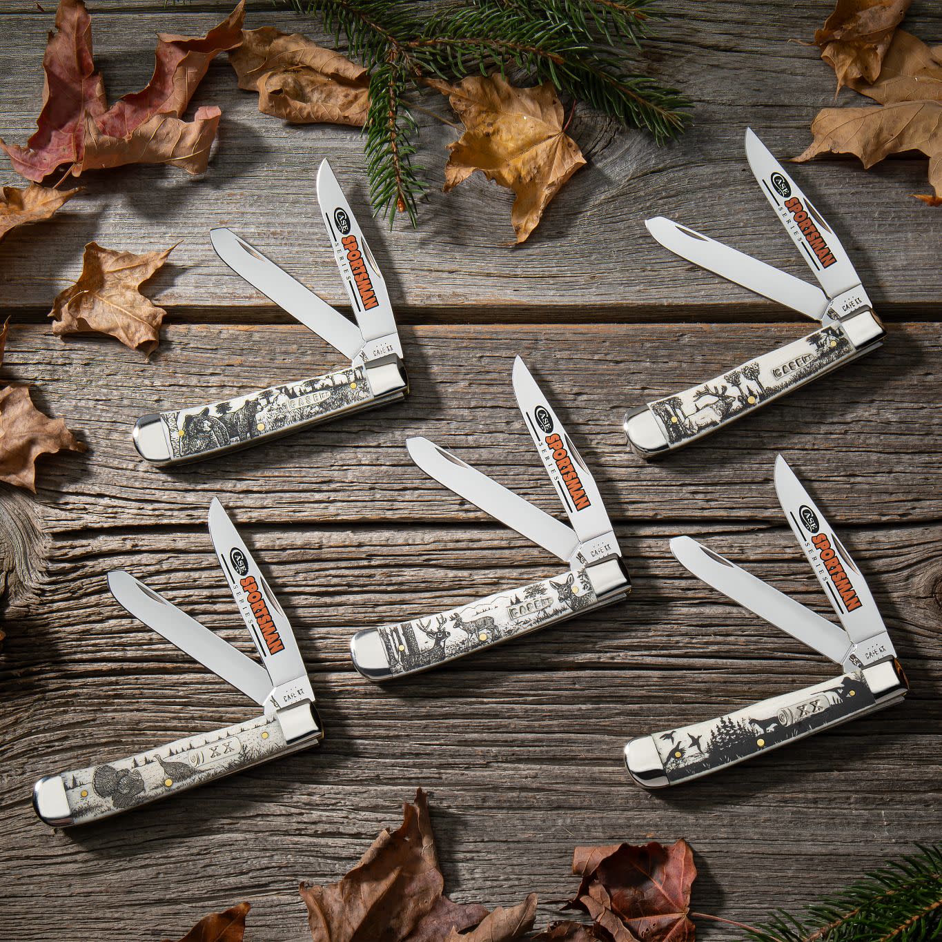 Case Knives Sportsman Series Deer Embellished Smooth Natural Bone Trapper