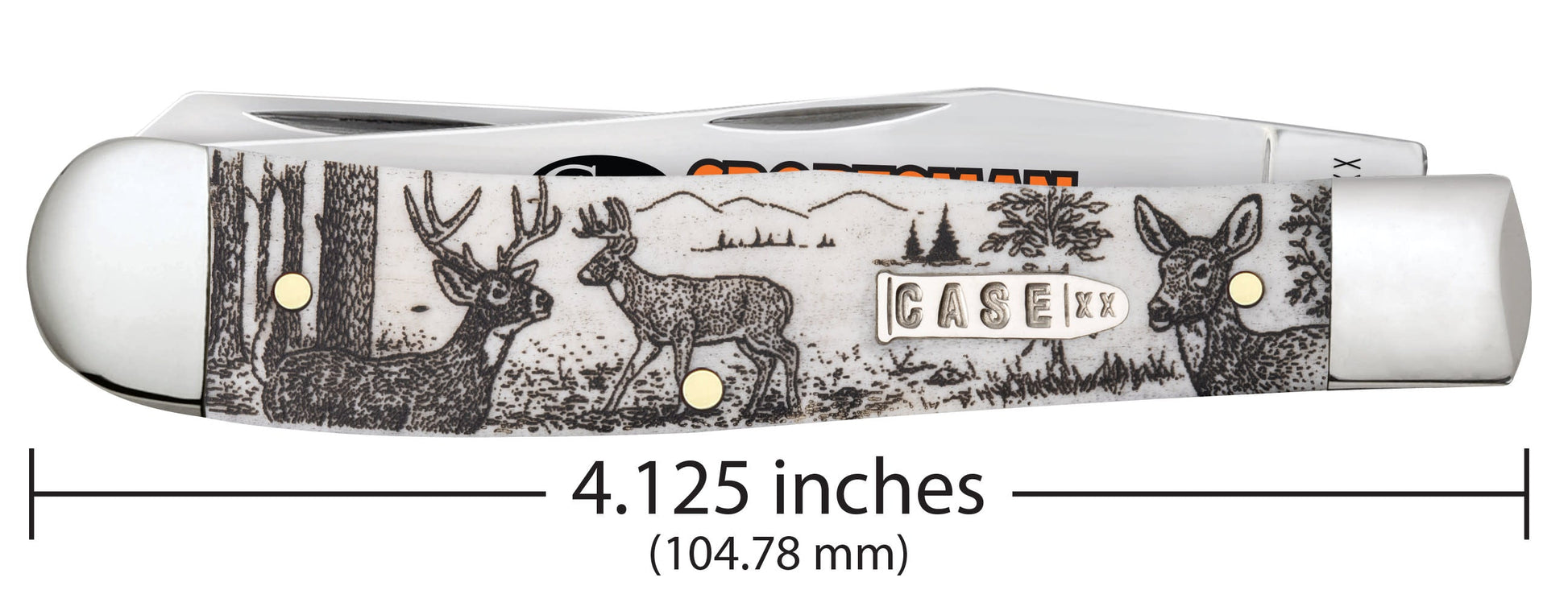 Case Knives Sportsman Series Deer Embellished Smooth Natural Bone Trapper