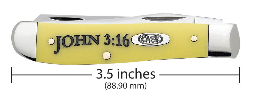 Case Knives Religious Sayings Yellow Synthetic Mini Trapper Knife