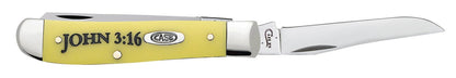 Case Knives Religious Sayings Yellow Synthetic Mini Trapper Knife