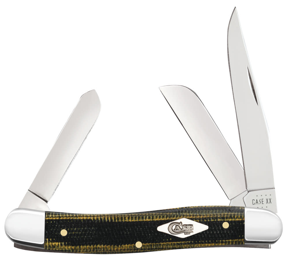Case Knives Smooth Black & Green Natural Canvas Micarta® Medium Stockman Knife
