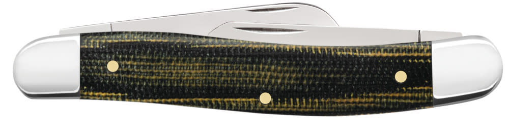 Case Knives Smooth Black & Green Natural Canvas Micarta® Medium Stockman Knife