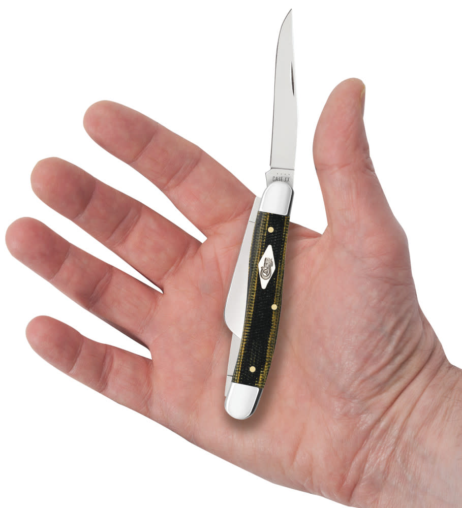 Case Knives Smooth Black & Green Natural Canvas Micarta® Medium Stockman Knife