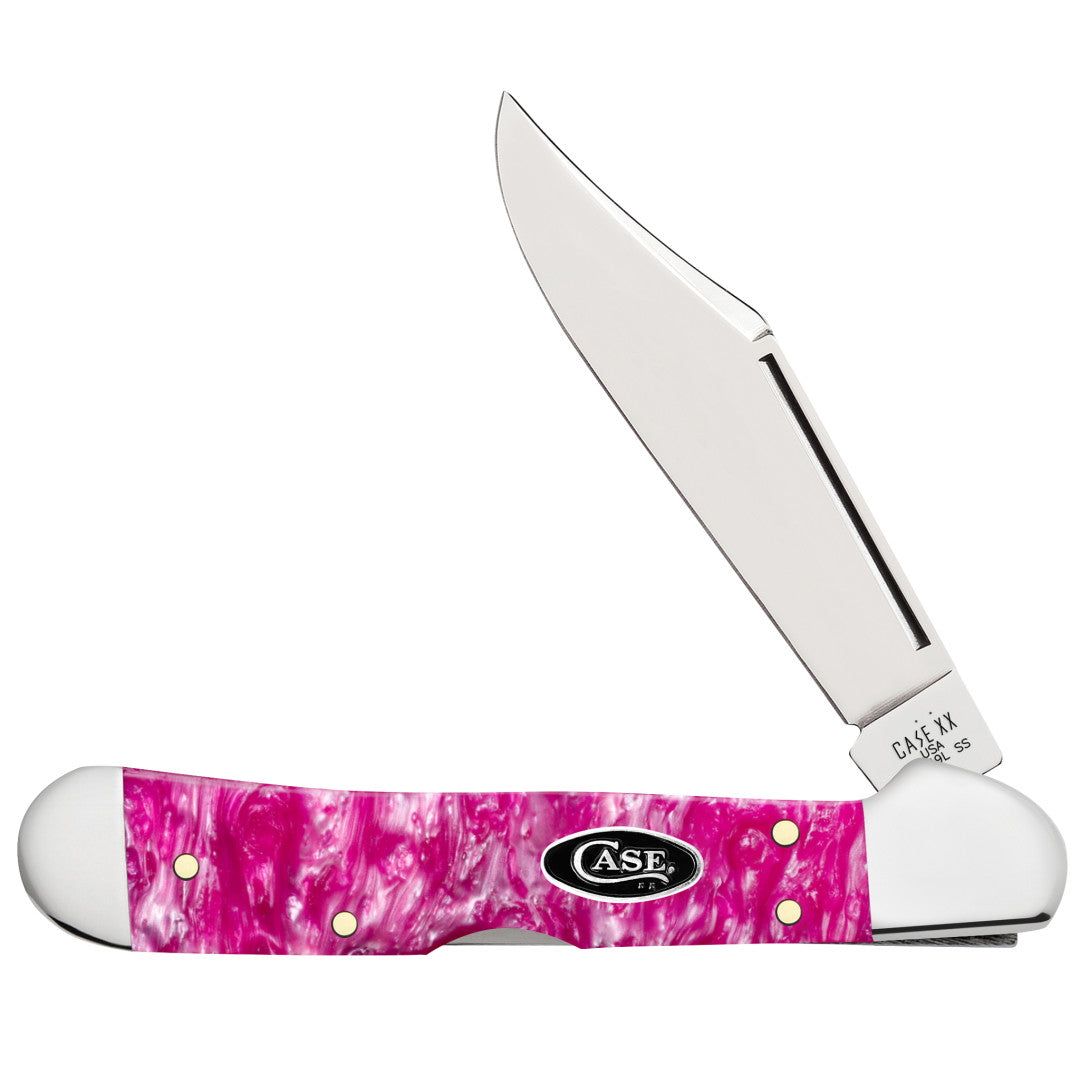 Case Knives Smooth Pink Crackle Kirinite® Mini Copperlock®