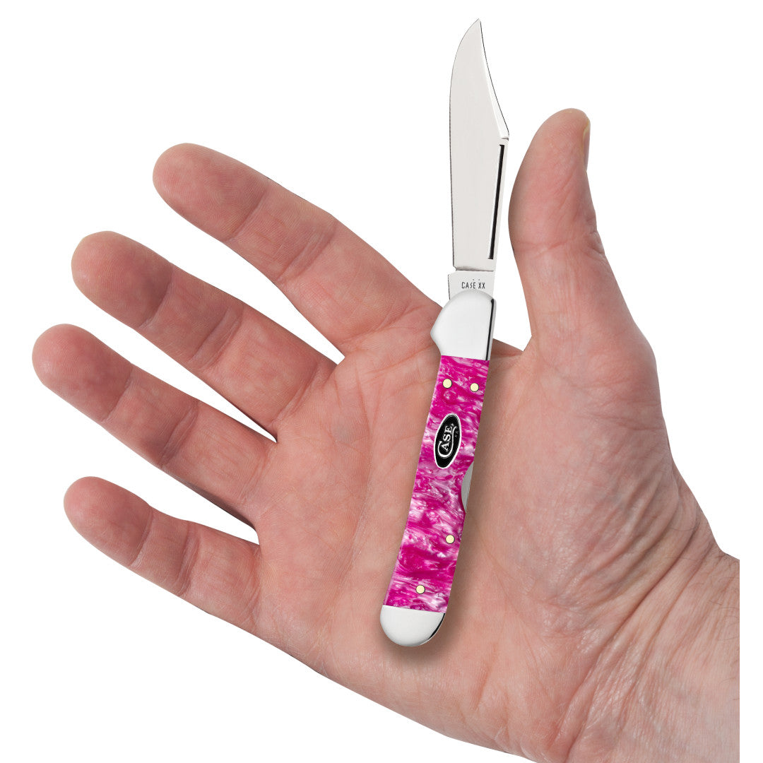 Case Knives Smooth Pink Crackle Kirinite® Mini Copperlock®