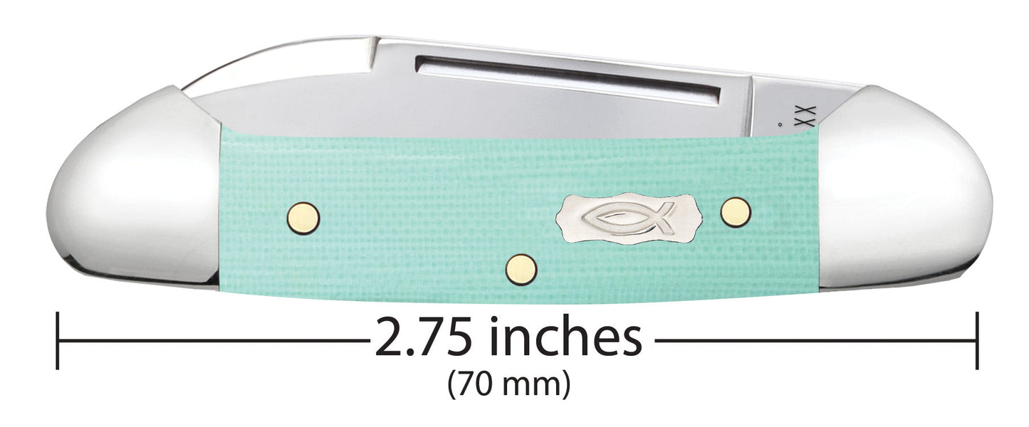 Case Knives Smooth Seafoam Green G-10 Baby Butterbean